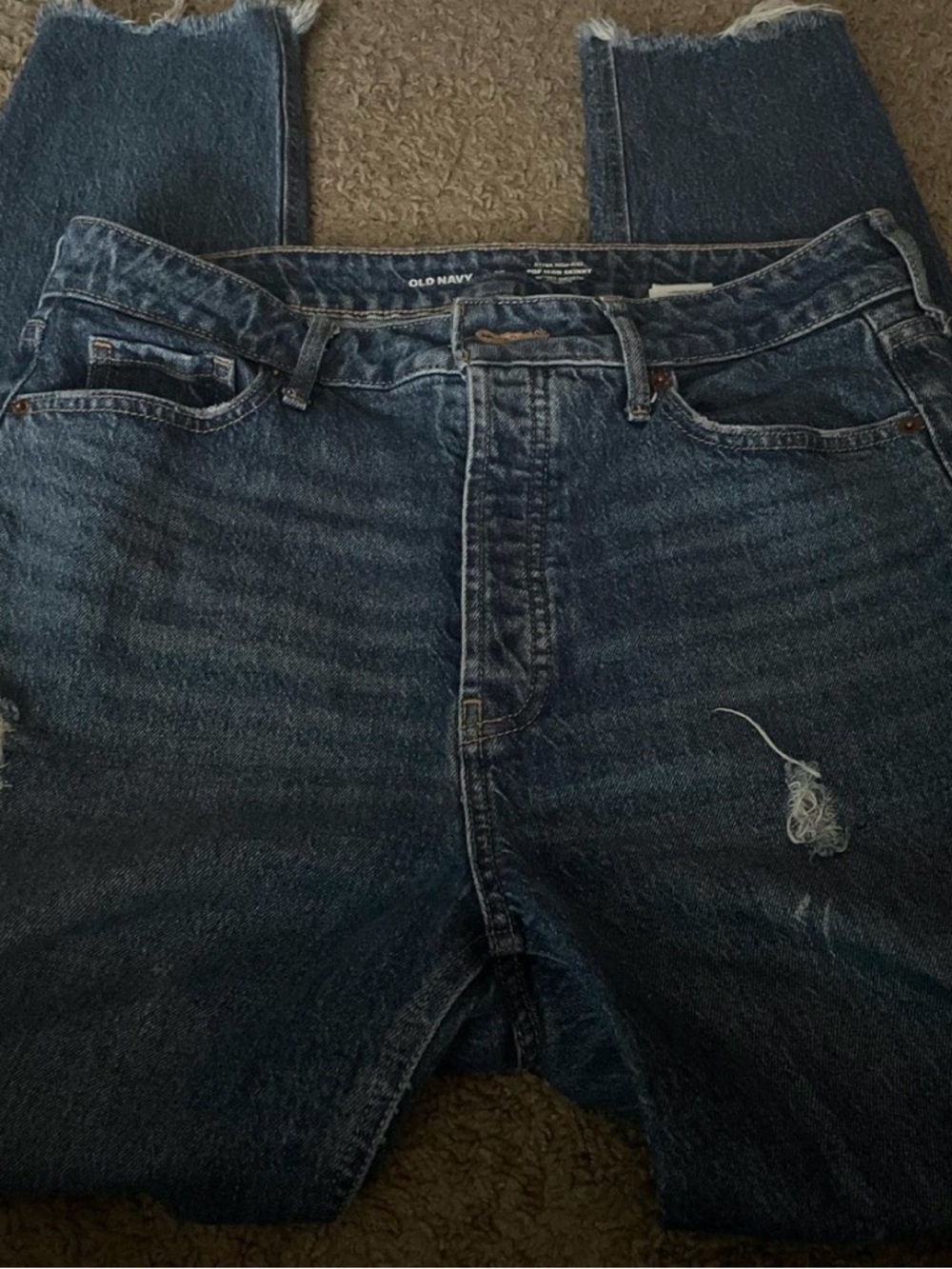 Old Navy Men's Blue Straight Leg Jeans with Light Distress
